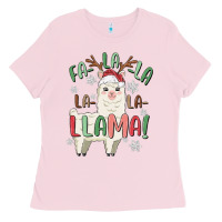 Bubblegum Pink fa la la llama Ladies Tee - MaliasSmallBusiness