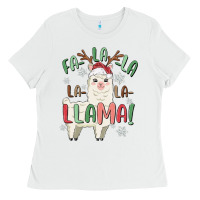 White fa la la llama Ladies Tee - MaliasSmallBusiness