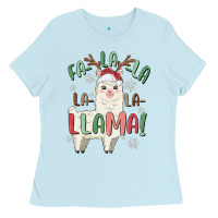 Baby Blue fa la la llama Ladies Tee - MaliasSmallBusiness