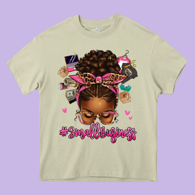 Small Business Afro Messy Bun Heavy Core Tee Designed By Texasbilliewilder