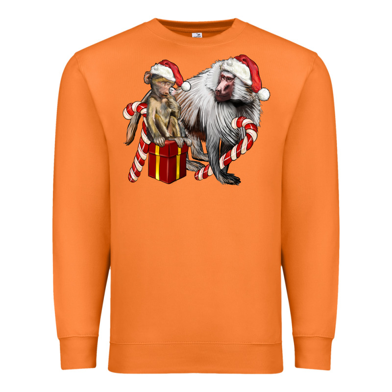 Christmas Baboon Baby And Mama Premium Sweatshirt by LillyAllenDesigns | Teevron