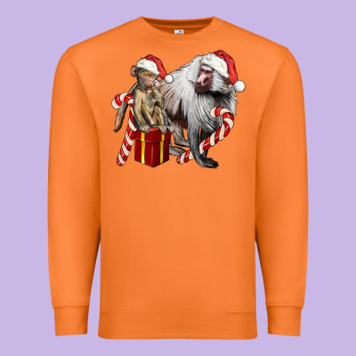 Christmas Baboon Baby And Mama Premium Sweatshirt Designed By Lillyallendesigns