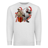 Oatmeal Heather Christmas Baboon Baby And Mama Premium Sweatshirt - LillyAllenDesigns