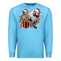 Ocean Blue Christmas Baboon Baby And Mama Premium Sweatshirt - LillyAllenDesigns