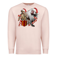 Pale Pink Christmas Baboon Baby And Mama Premium Sweatshirt - LillyAllenDesigns