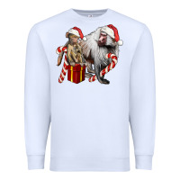 White Christmas Baboon Baby And Mama Premium Sweatshirt - LillyAllenDesigns