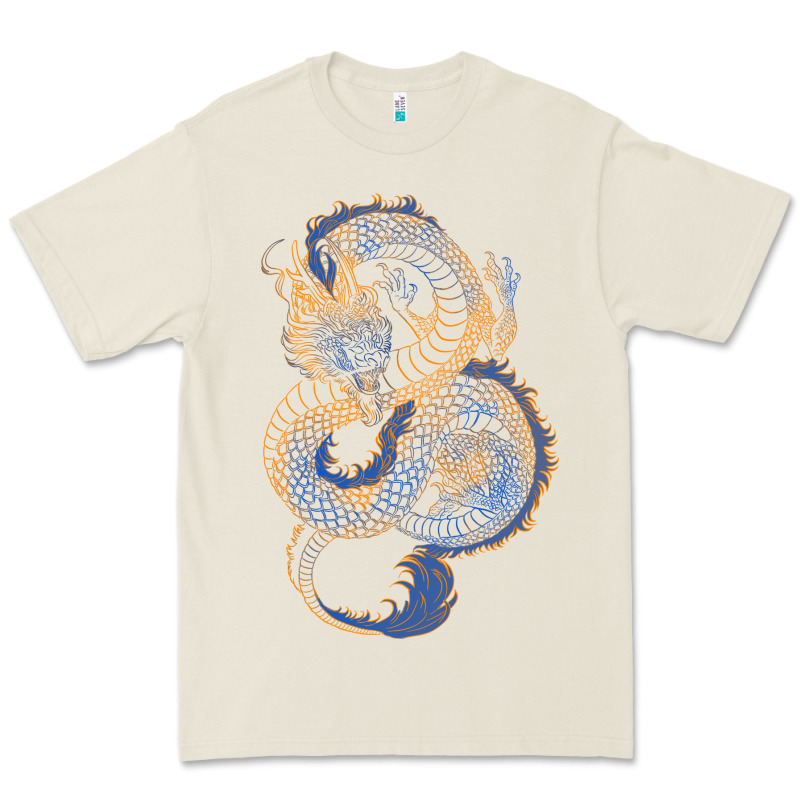 Blue And Orange Dragon Premium Tee by RanaPortraitStore | Teevron