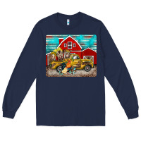 Navy western truck farm animals mousepad Long Sleeve Tee - BarkalooDesign