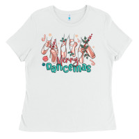 White merry dancemas christmas ballet Ladies Tee - MaliasSmallBusiness