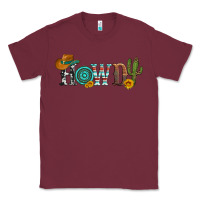 Burgundy howdy with cowboy hat and cactus Classic Tee - Artiststas