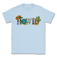 Dusty Blue howdy with cowboy hat and cactus Classic Tee - Artiststas