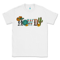 White howdy with cowboy hat and cactus Classic Tee - Artiststas