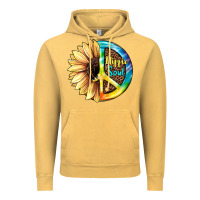Vintage Mustard Hippie Soul with Sunflower and Leopard Background Vintage Hoodie - JahusDesignShop