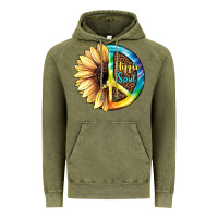 Vintage Olive Hippie Soul with Sunflower and Leopard Background Vintage Hoodie - JahusDesignShop