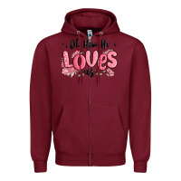 Burgundy oh how he loves us Zipper Hoodie - MaliasSmallBusiness