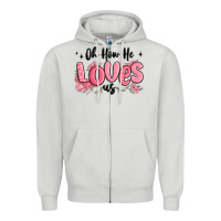 Dove Grey oh how he loves us Zipper Hoodie - MaliasSmallBusiness