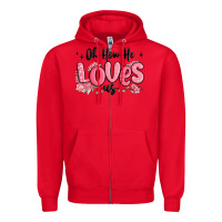 Red oh how he loves us Zipper Hoodie - MaliasSmallBusiness