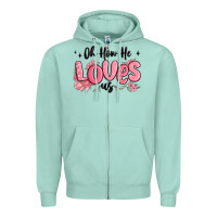 Seafoam oh how he loves us Zipper Hoodie - MaliasSmallBusiness