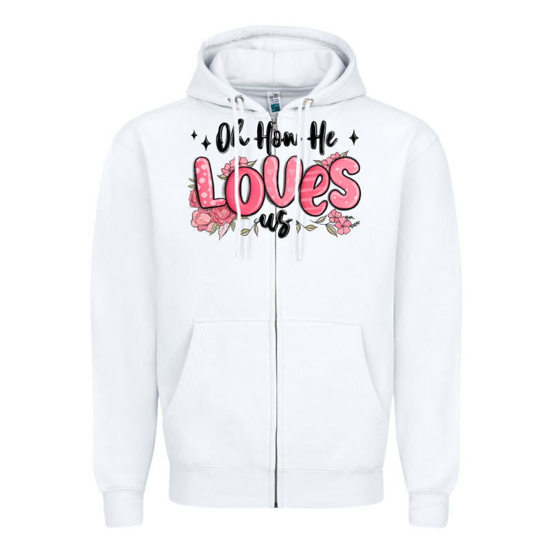 Oh How He Loves Us Zipper Hoodie by MaliasSmallBusiness | Teevron