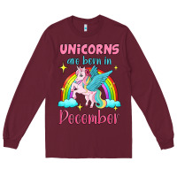 Burgundy unicorns are born in december Long Sleeve Tee - Jasminsmagicworld