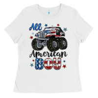 White all american boy Ladies Tee - MaliasSmallBusiness