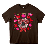 Chocolate Brown Valentine's day  english bulldog Heavy Core Tee - RanaPortraitStore