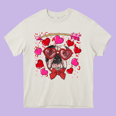 Heavy Core Tee Valentine's day  english bulldog
