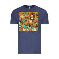 Vintage Denim autumn cupcakes seamless pattern Vintage Tee - BundleAndBundleShop