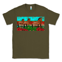 Army Green horses roses ann cactuses license plate Classic Tee - Artiststas