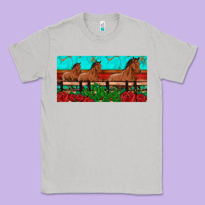 Horses Roses Ann Cactuses License Plate Classic Tee Designed By Artiststas