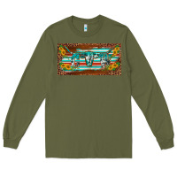 Army Green western howdy cowgirl leopard serape   license plate template Long Sleeve Tee - BarkalooDesign