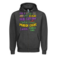 Charcoal Heather i'm a king cake eatin' mardi gras lovin' kinda gir Zipper Hoodie - MaliasSmallBusiness