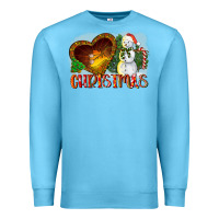 Ocean Blue Christmas Snowman Premium Sweatshirt - LillyAllenDesigns