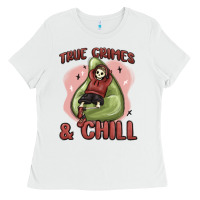 White true crimes & chill Ladies Tee - MaliasSmallBusiness