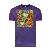 Cloud Purple fall pumpkin seamless pattern Vintage Tee - BundleAndBundleShop