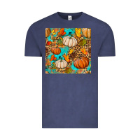Vintage Denim fall pumpkin seamless pattern Vintage Tee - BundleAndBundleShop