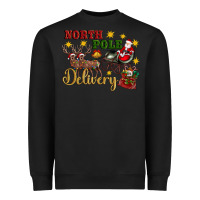 Black North Pole Delivery Santa Sleigh Heavyweight Sweatshirt - Artiststas