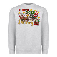 Heather Grey North Pole Delivery Santa Sleigh Heavyweight Sweatshirt - Artiststas