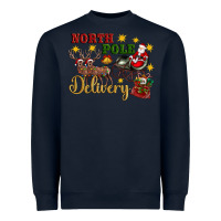 Navy North Pole Delivery Santa Sleigh Heavyweight Sweatshirt - Artiststas