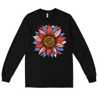 Black American Flag Sunflower Long Sleeve Tee - LillyAllenDesigns