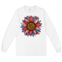 White American Flag Sunflower Long Sleeve Tee - LillyAllenDesigns