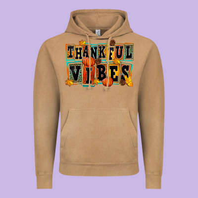 Thankful Vibes Vintage Hoodie Designed By Fadigitalartstudio