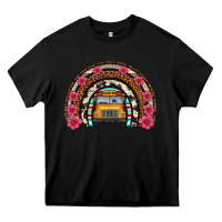 Black school bus leopard cowhide rainbow Heavy Core Tee - Artiststas