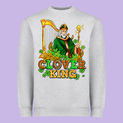 St Patricks Clover King  With Shamrocks Heavyweight Sweatshirt Designed By Adodesignshop