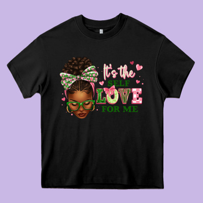 Sorority Colors Its The Self Love For Me Afro Woman2 Heavy Core Tee Designed By Texasbilliewilder