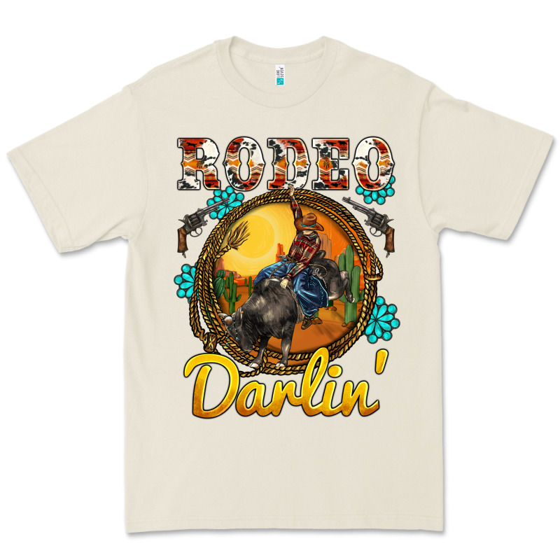 Western Rodeo Darlin' Sunset Sunflowers Weapon Premium Tee by BarkalooDesign | Teevron