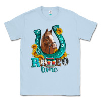 Dusty Blue horseshoe rodeo time Classic Tee - Artiststas