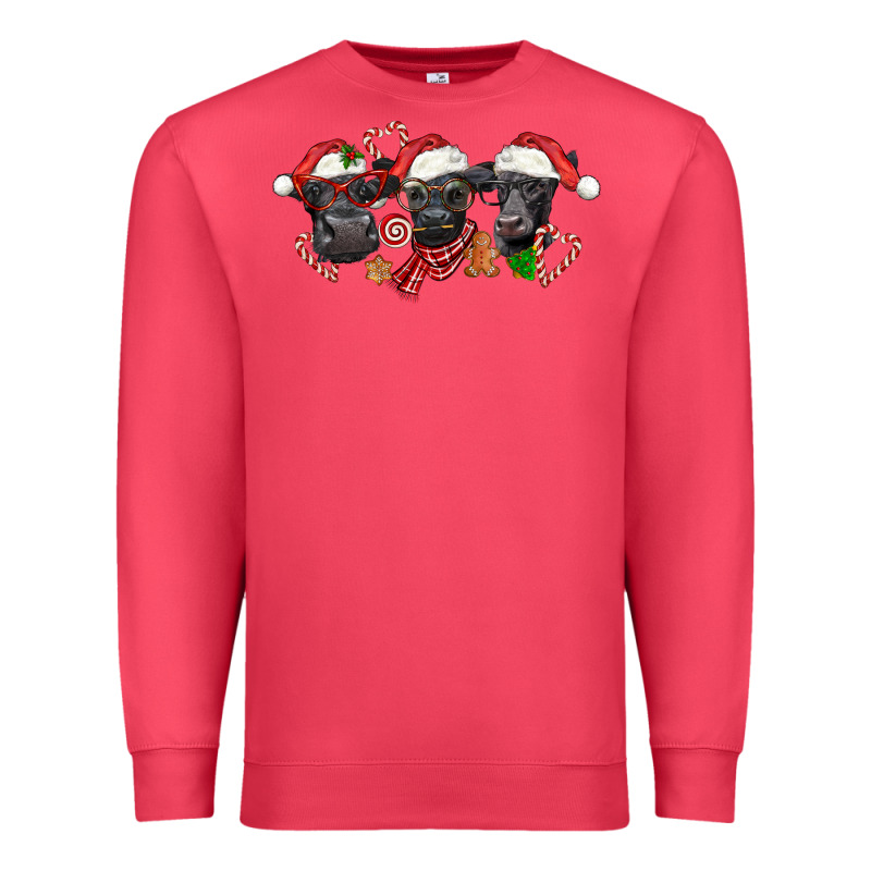Christmas Black Angus Cows Premium Sweatshirt by LillyAllenDesigns | Teevron