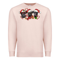 Pale Pink Christmas Black Angus Cows Premium Sweatshirt - LillyAllenDesigns