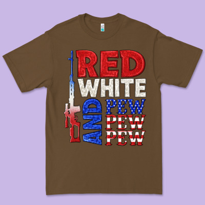 Premium Tee red white and pew pew pew